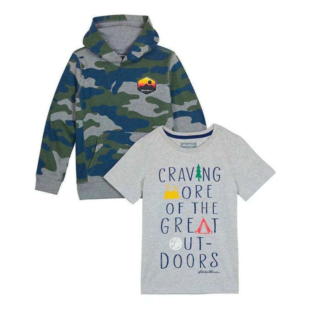 NWT Eddie Bauer Youth Hoodie and Tee, Camo